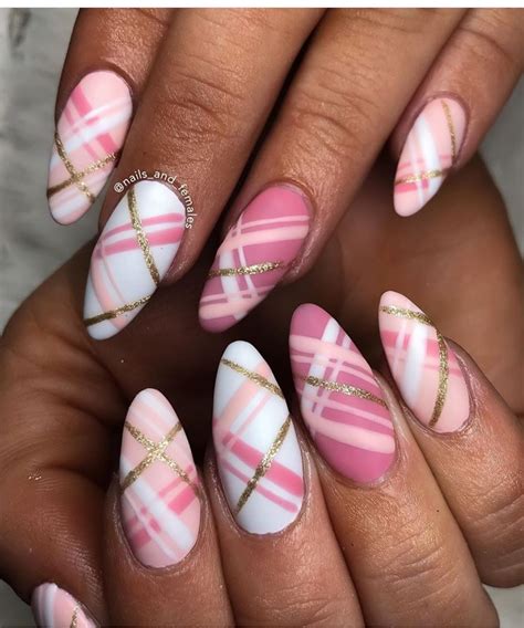 nail design simple burberry line|short nails plaid designs.